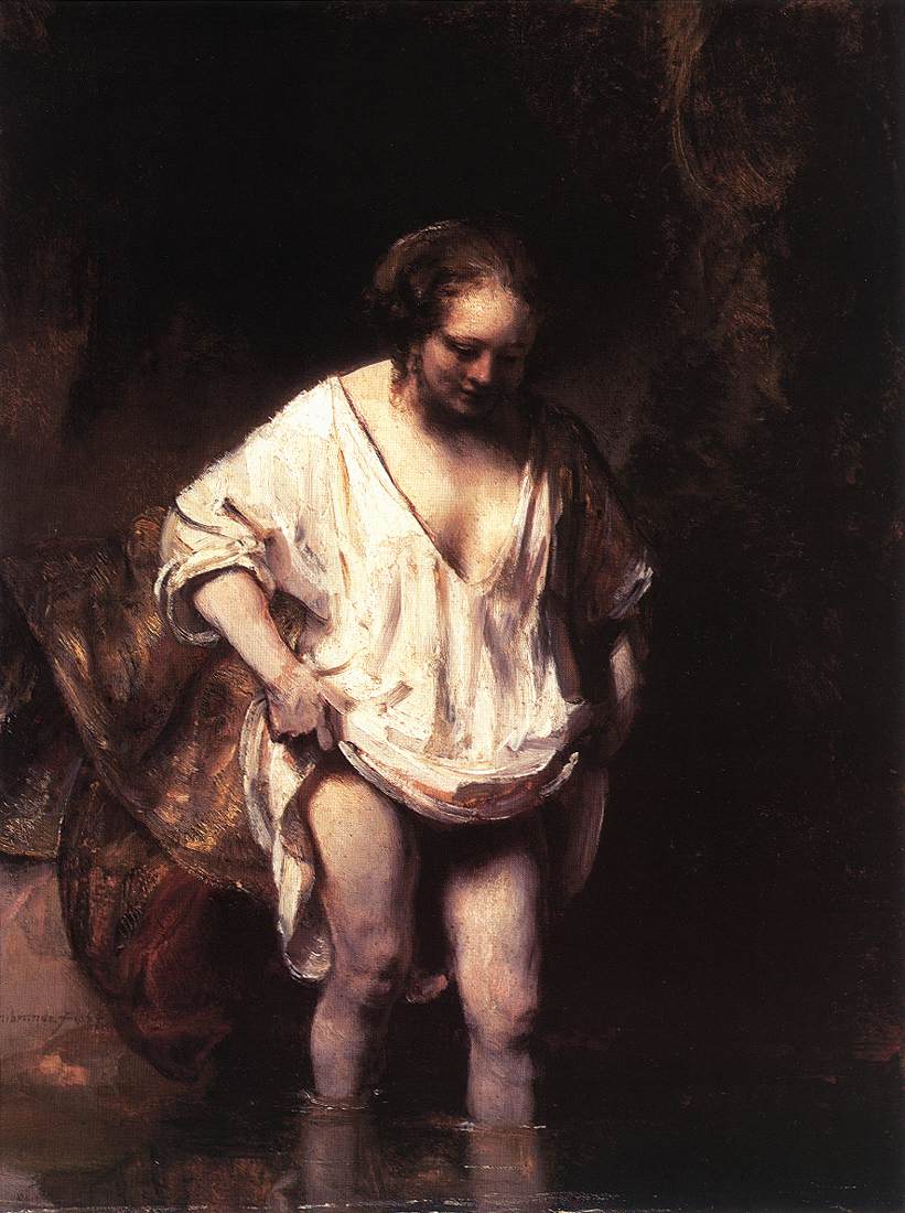 REMBRANDT Harmenszoon van Rijn Hendrickje Bathing in a River